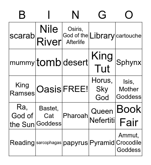 Egyptian Book Fair Bingo Card