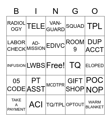 PATIENT ACCESS WEEK BINGO Card