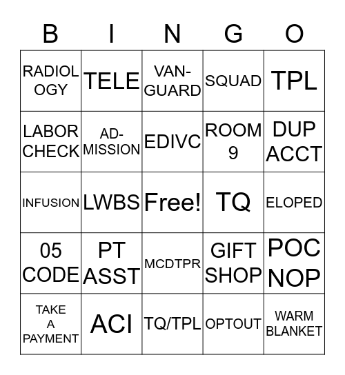 PATIENT ACCESS WEEK BINGO Card