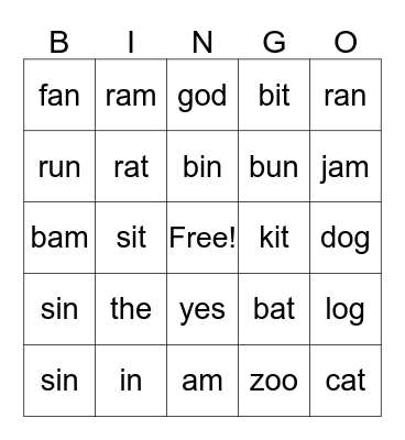 Ukrainian Kids Bingo Card