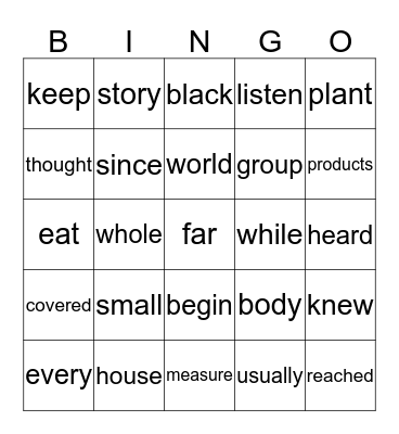 Easton Bingo Card