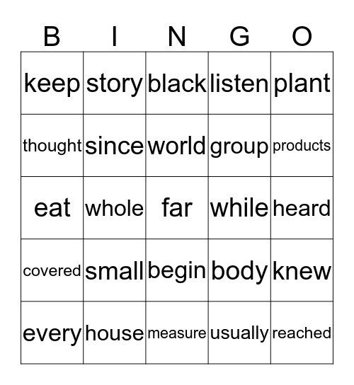 Easton Bingo Card