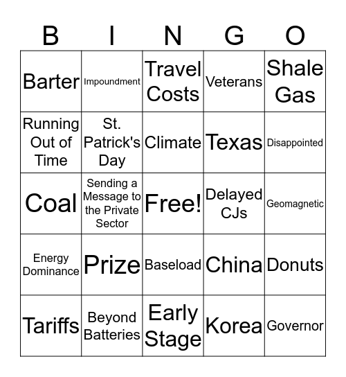 Bingo! Bingo Card
