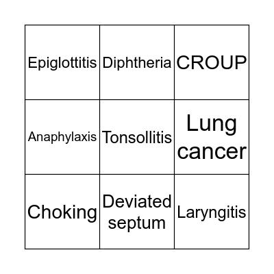 Causes of stridor Bingo Card