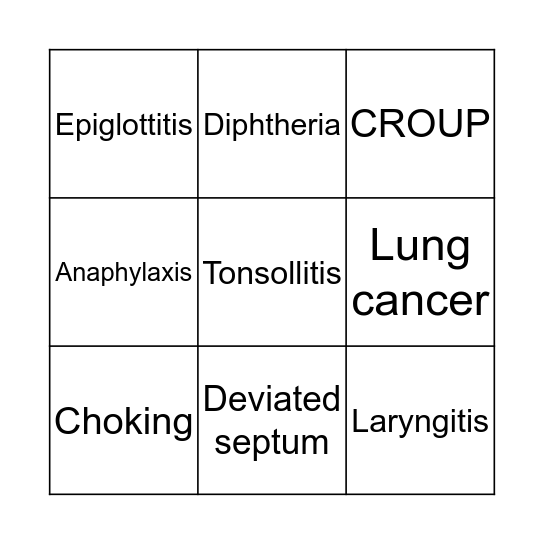 Causes of stridor Bingo Card