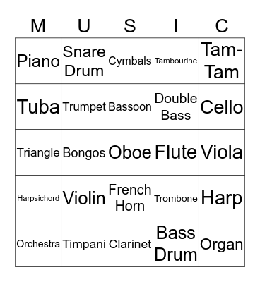 Orchestra Bingo Card