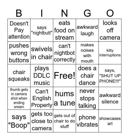 Azzy's Stream Bingo!!! Bingo Card