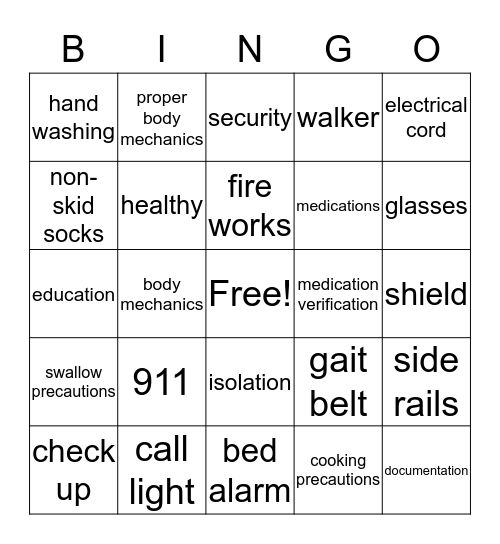 SAFETY Bingo Card