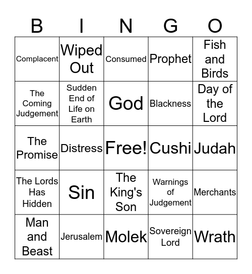 The Book of Zephaniah Bingo Card
