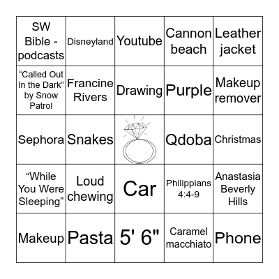 Jessi's Bridal Shower Bingo Card