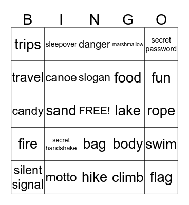 Girl Scouts Bingo Card