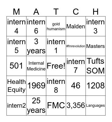 Match Day Bingo Card