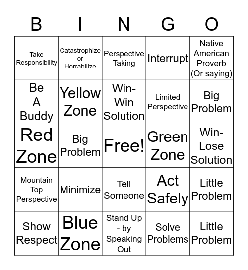 Counseling Review Bingo Card