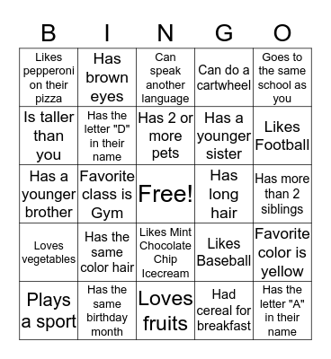 Getting to Know You BINGO Card