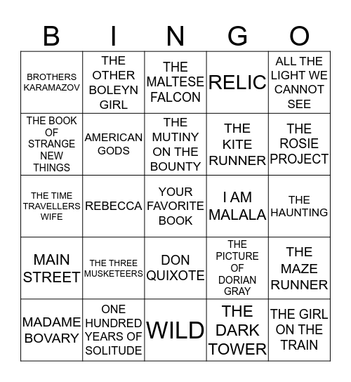 BOOK BINGO Card