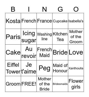 Xanthoulla Kitchen Tea Bingo Card