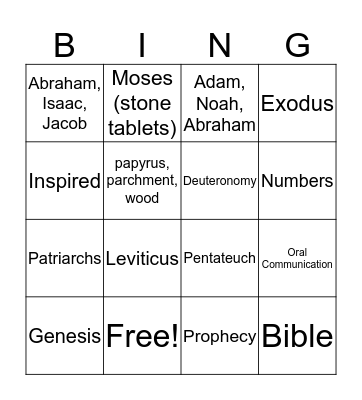 Inspiration of the Old Testament Bingo Card