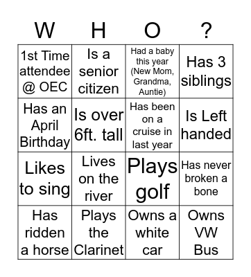 Find Someone Who.... Bingo Card