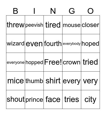 2nd Grade Bingo!! Bingo Card