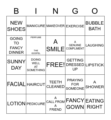 make up Bingo Card