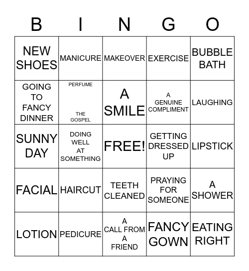 make up Bingo Card