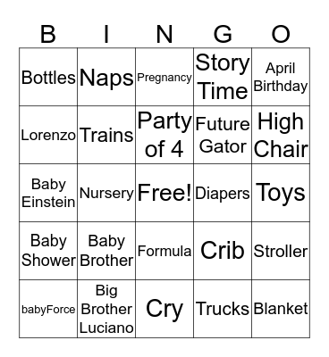 Baby Bingo Card