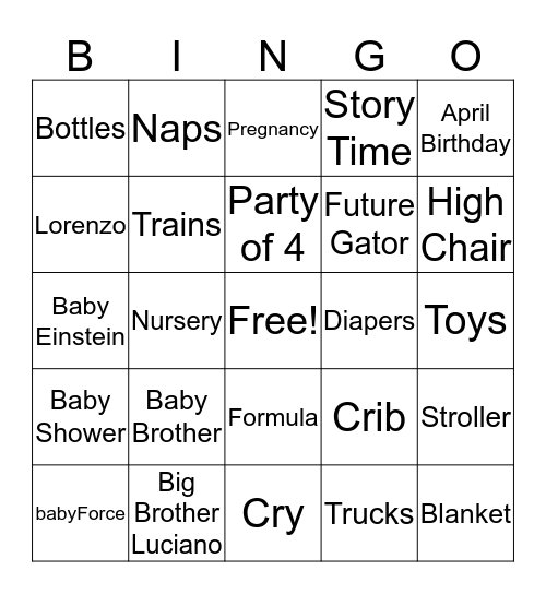 Baby Bingo Card