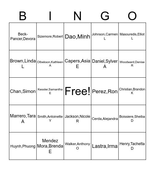 MEET YOUR MERRITT COLLEGE CLASSIFIED STAFF Bingo Card