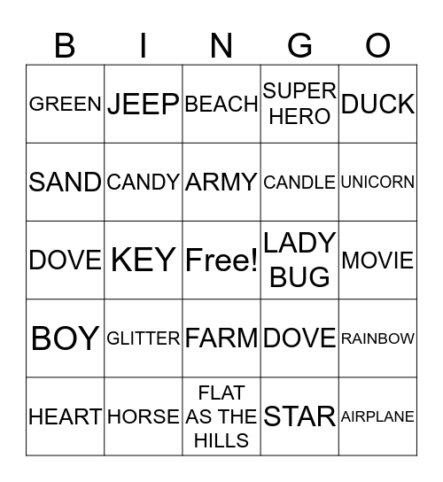 Ashley's BINGO Card