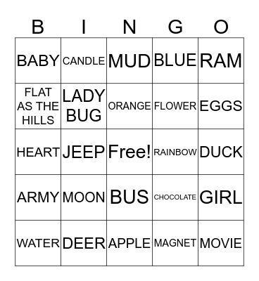Ashley's BINGO Card