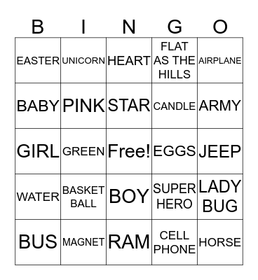Ashley's BINGO Card