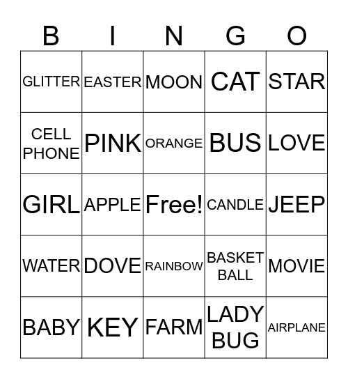 Ashley's BINGO Card