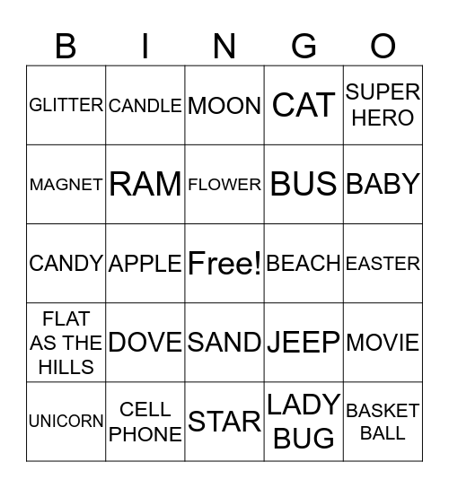 Ashley's BINGO Card