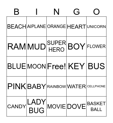 Ashley's BINGO Card