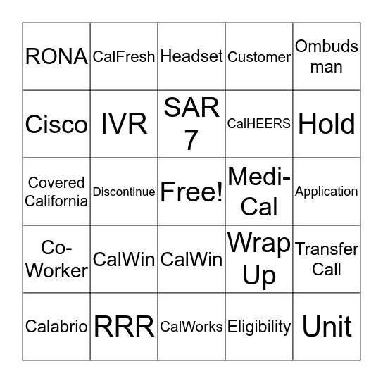 IVR Bingo Card