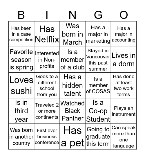 Untitled Bingo Card