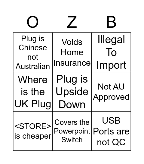 Xiaomi Power Strip Bingo Card