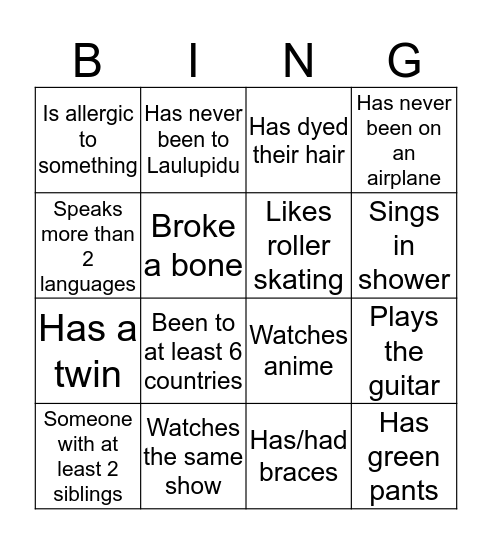 TES bingo Card