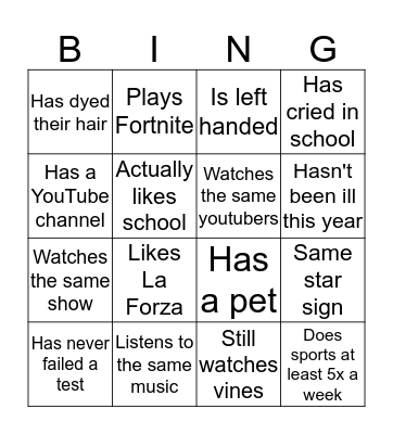 Tes bingo Card