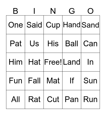Spelling Lessons 17-22 Bingo Card