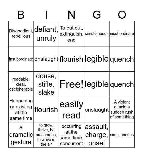 Level B Unit 8 Bingo 7 12 Bingo Card