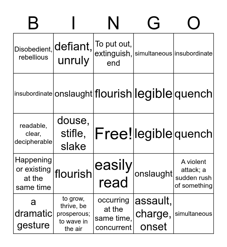 Level B Unit 8 Bingo (7-12) Bingo Card