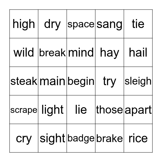 4 in a Row Bingo Card