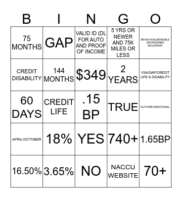 NACCU Bingo Card