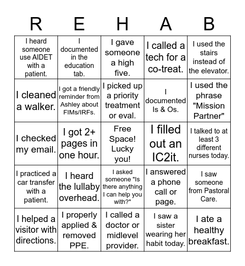 Which things have you done today? Bingo Card