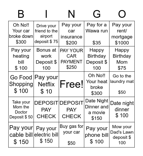 Real Life Bingo Card