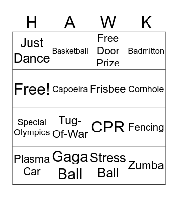 Family Fun and Fitness Night Bingo Card