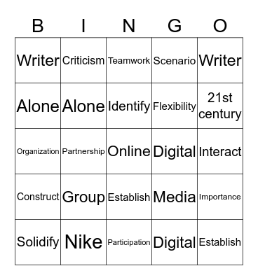 Teamwork Bingo Card