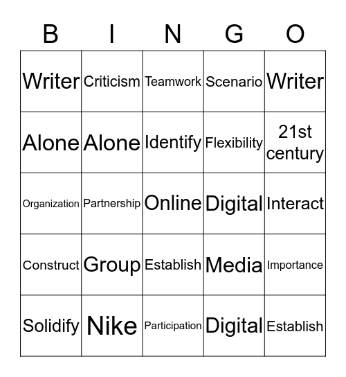 Teamwork Bingo Card