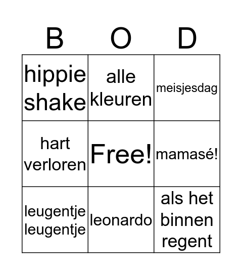 K3 BINGO Card